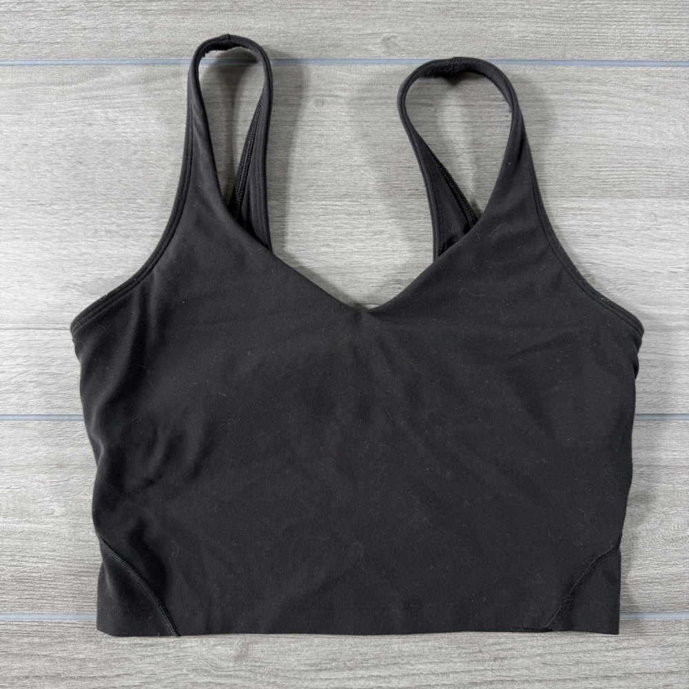 Lululemon Align Tank Top Black Nulu Fabric Size 6 Built-in Bra Cropped Yoga Tank
